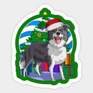 Border Collie Cute Santa Christmas Gift Sticker